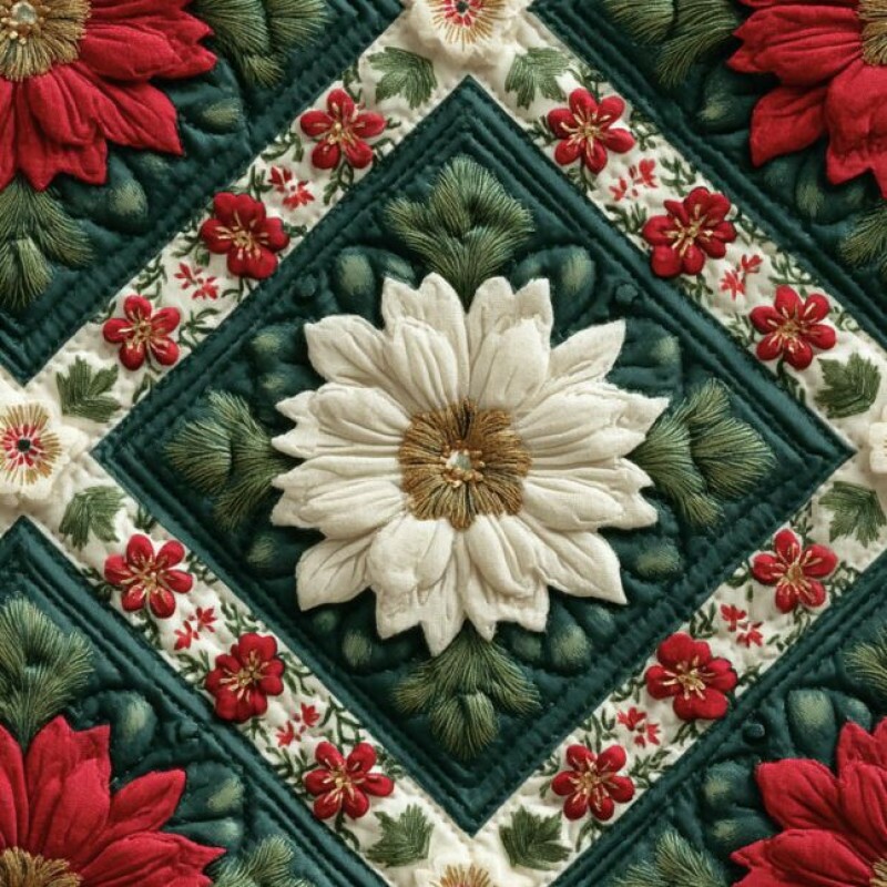 NT26 - TRICOL. NATAL QUILT VERDE RENOVAÇÃO  - 100% ALGODÃO - A2035/001D