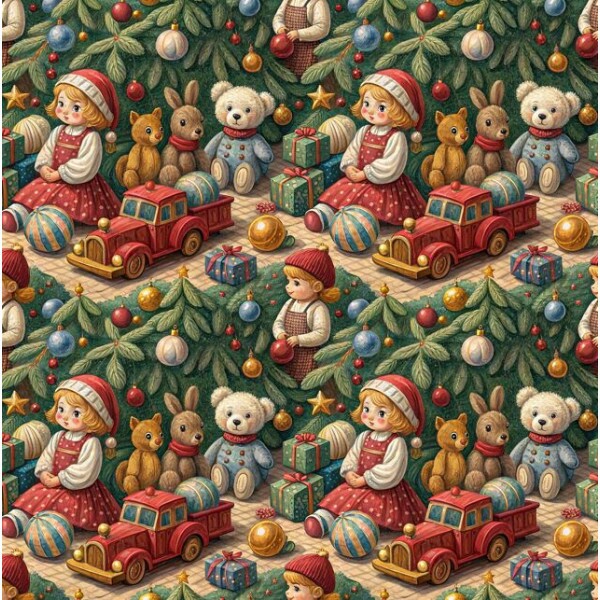 NT26 - TRICOL. NATAL TRADIÇÃO BRINQUEDOS - 100% ALGODÃO - A1801/001D