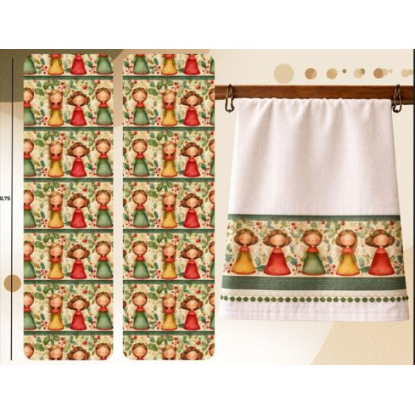 NT26 - TRICOL. NATAL BARRADO ANJOS NATALINOS - 100% ALGODÃO - A1149/001D