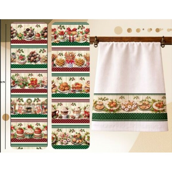 NT26 - TRICOL. NATAL BARRADO COOKIES NATALINOS - 100% ALGODÃO - A2232/001D