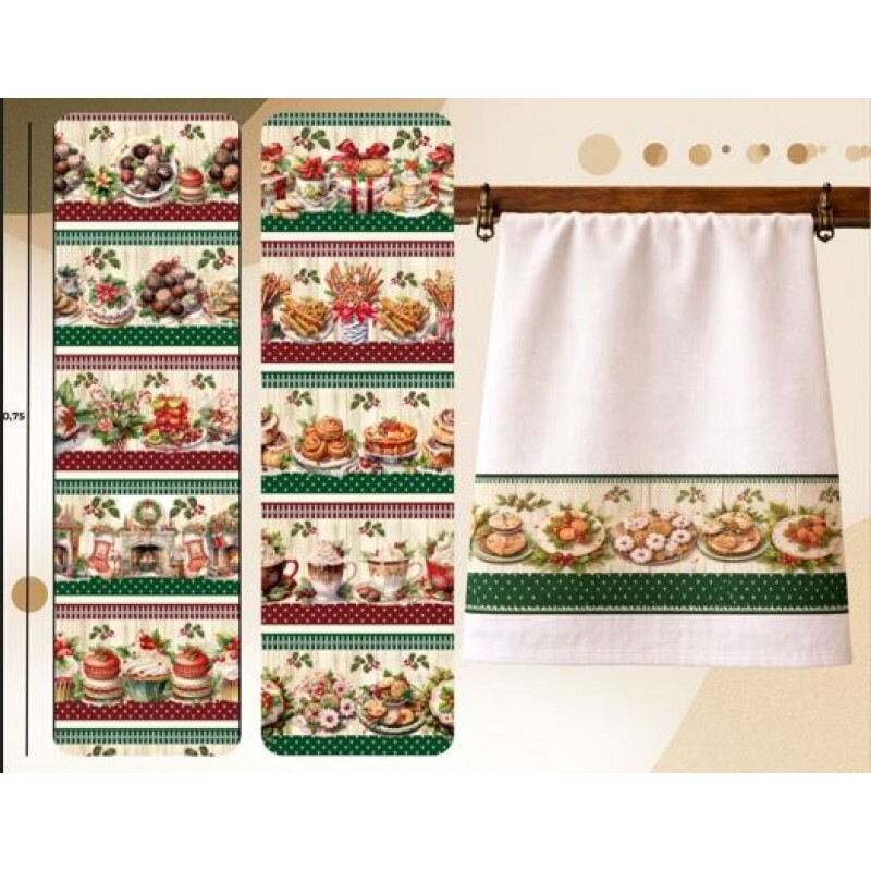 NT26 - TRICOL. NATAL BARRADO COOKIES NATALINOS - 100% ALGODÃO - A2232/001D