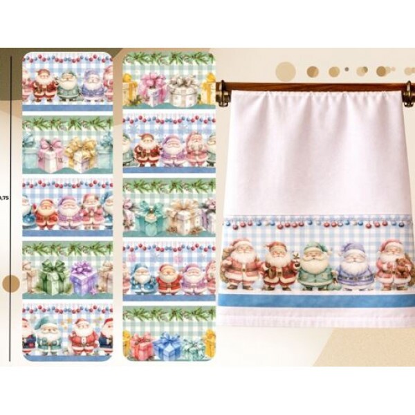 NT26 - TRICOL. NATAL BARRADO NATAL WATERCOLOR 2 - 100% ALGODÃO - 04809/001D