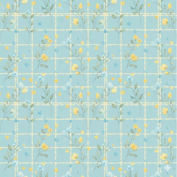 AB26 - TRICOL. MIOSOTIS AMARELO NO AZUL - 100% ALGODÃO - A2395/001D