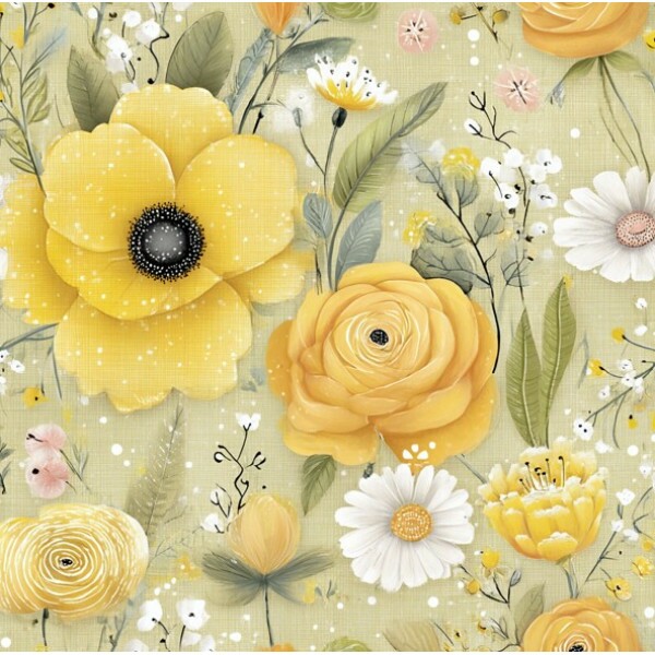 FV26 - TRICOL. FLORES AMARELINDAS - 100% ALGODÃO - 03898/001D