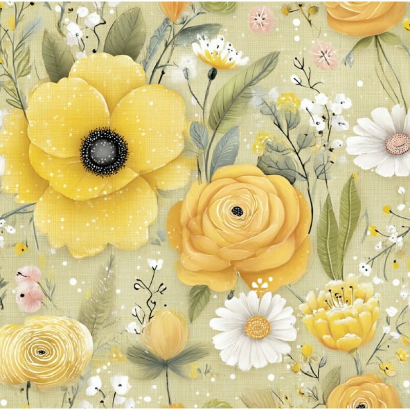 FV26 - TRICOL. FLORES AMARELINDAS - 100% ALGODÃO - 03898/001D