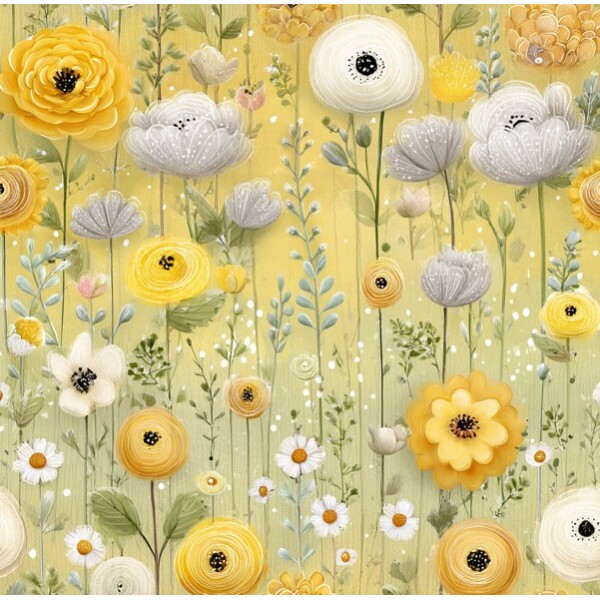 FV26 - TRICOL. MINI FLORES AMARELINDAS - 100% ALGODÃO - 03899/001D