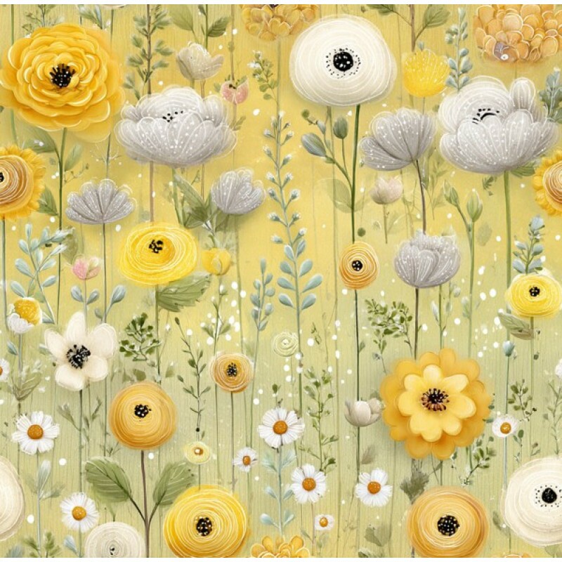 FV26 - TRICOL. MINI FLORES AMARELINDAS - 100% ALGODÃO - 03899/001D