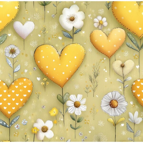 FV26 - TRICOL. CORAÇÕES AMARELINDOS - 100% ALGODÃO - 03902/001D