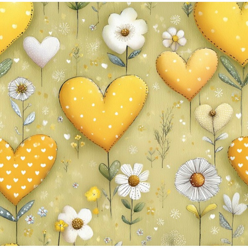 FV26 - TRICOL. CORAÇÕES AMARELINDOS - 100% ALGODÃO - 03902/001D