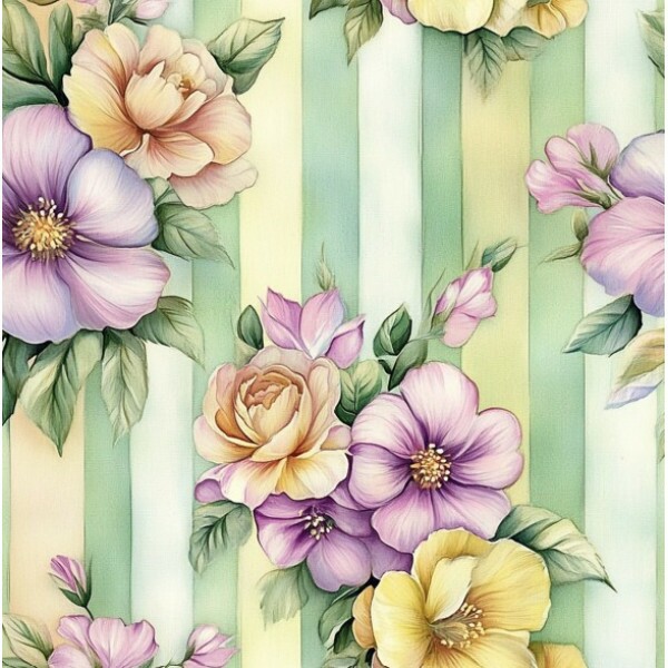 FV26 - TRICOL. BREEZY BLOSSOM FLOR LISTRADA - 100% ALGODÃO - 03926/001D