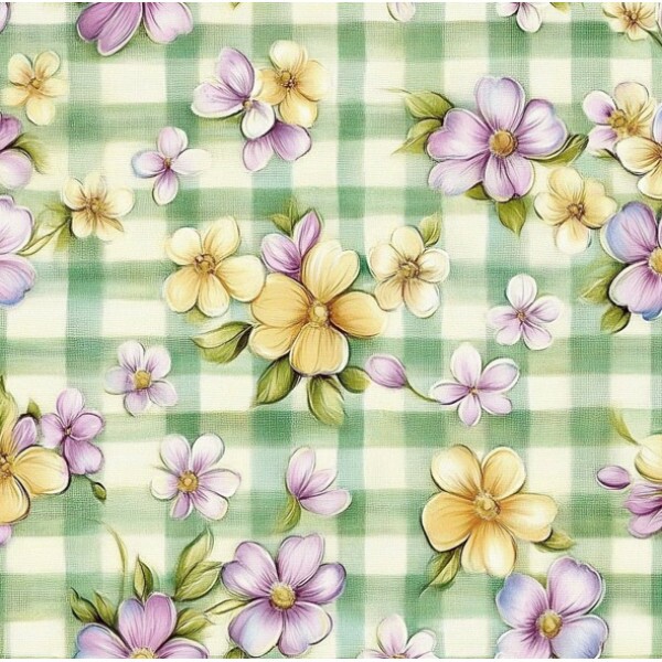 FV26 - TRICOL. BREEZY BLOSSOM FLOR XADREZ - 100% ALGODÃO - 03927/001D