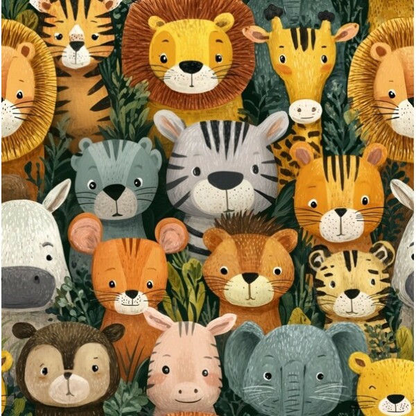 FV26 - TRICOL. FAUNA ROSTOS ANIMAIS  - 100% ALGODÃO - 04359/001D