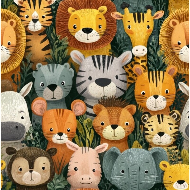 FV26 - TRICOL. FAUNA ROSTOS ANIMAIS  - 100% ALGODÃO - 04359/001D