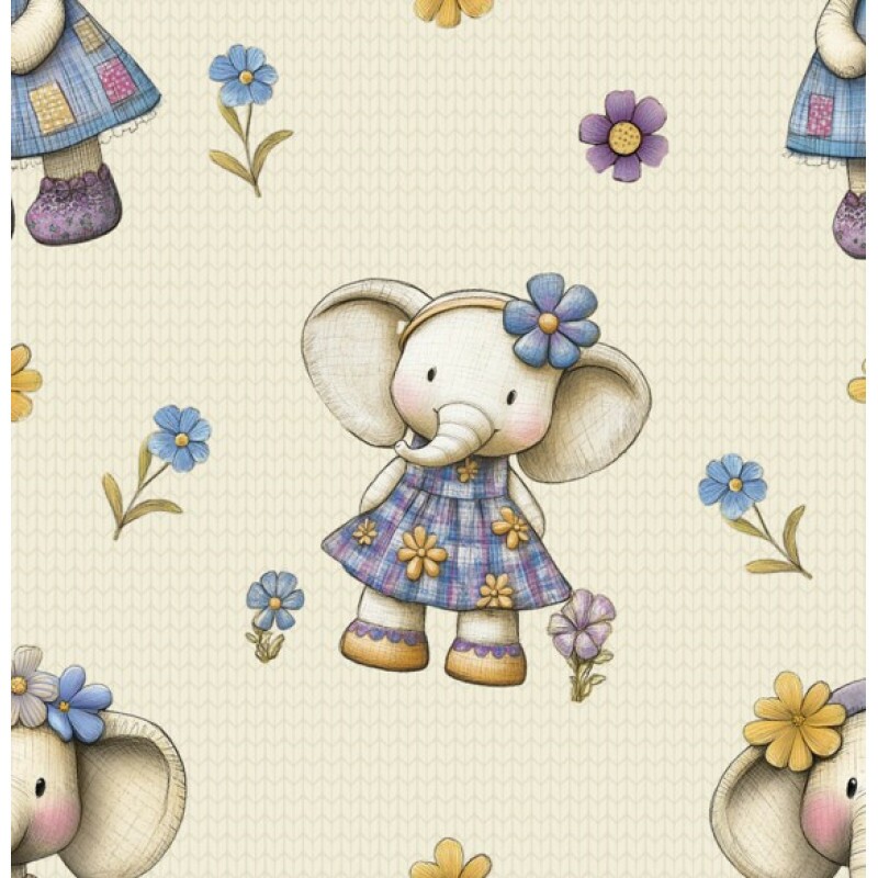 FV26 - TRICOL. BL ELEFANTES - 100% ALGODÃO - 99921/001D