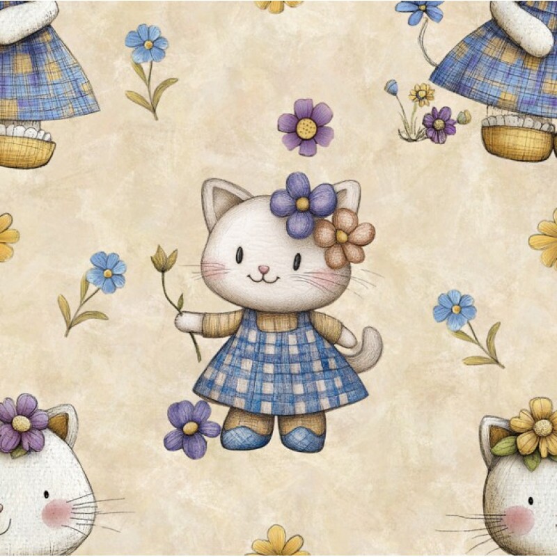 FV26 - TRICOL. BL GATINHAS - 100% ALGODÃO - 99924/001D