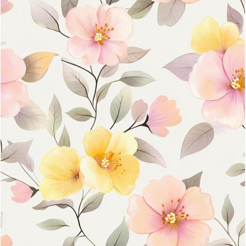 FV26 - TRICOL. YP FLORES NO CREME - 100% ALGODÃO - 00401/001D