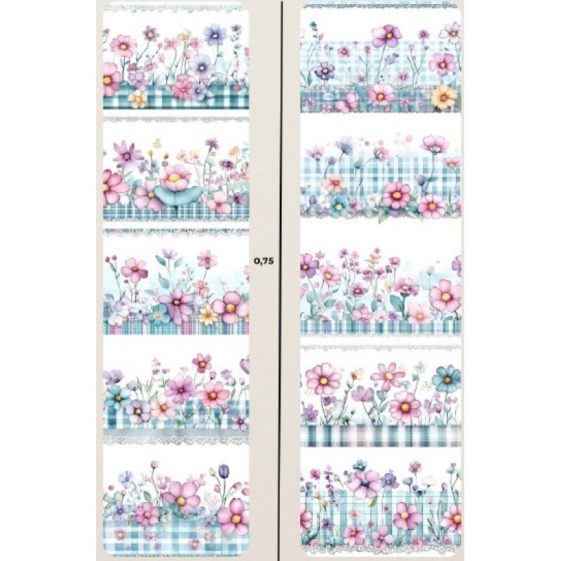 FV26 - TRICOL. BARRADO FLORES LILAC - 100% ALGODÃO - 03890/001D