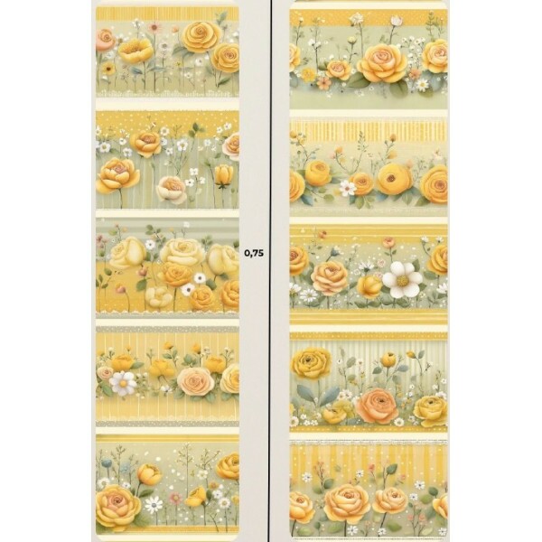 FV26 - TRICOL. BARRADO GOLDEN FLOWERS - 100% ALGODÃO - 02491/001D