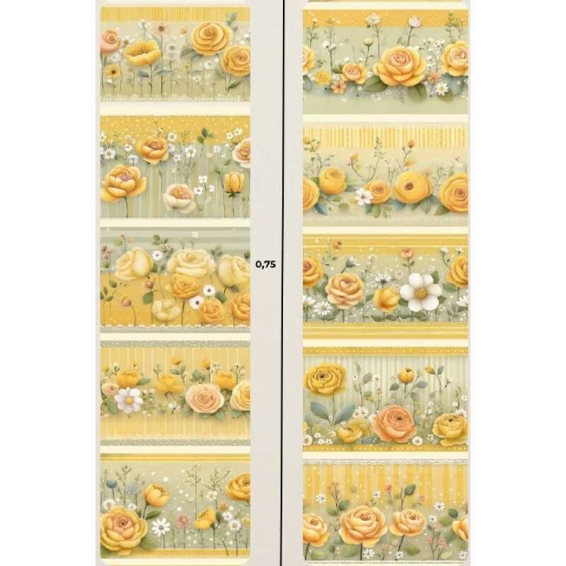 FV26 - TRICOL. BARRADO GOLDEN FLOWERS - 100% ALGODÃO - 02491/001D