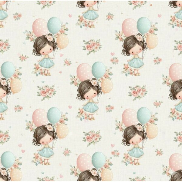 ST26 - TRICOL. DB DOLLS AND FLOWERS - 100%ALGODÃO A2421/001D