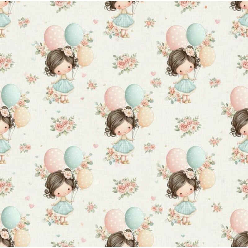 ST26 - TRICOL. DB DOLLS AND FLOWERS - 100%ALGODÃO A2421/001D