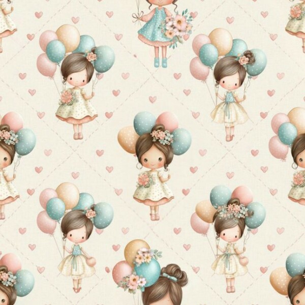 ST26 - TRICOL. DOLLS AND HEARTS - 100%ALGODÃO A2422/001D