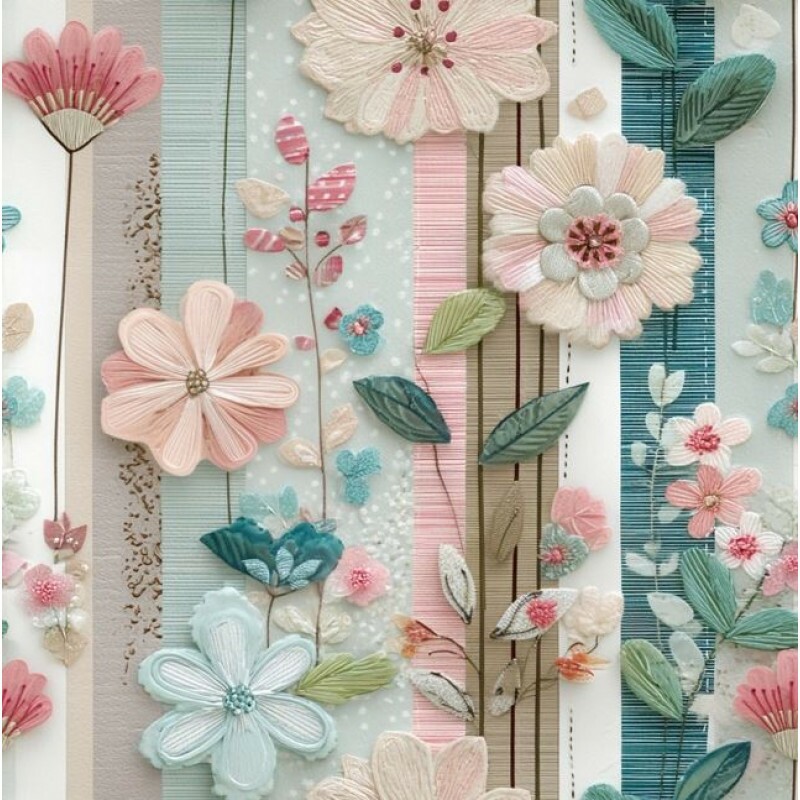 ST26 - TRICOL. PB FLORAL LISTRADO - 100%ALGODÃO A5345/001D