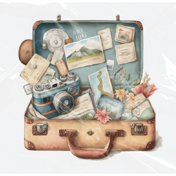 ESTAMPA FÁCIL - 9CM  X  9CM - MALA DE VIAGEM