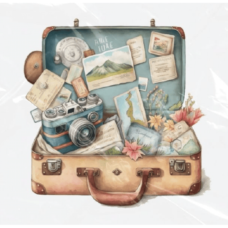 ESTAMPA FÁCIL - 9CM  X  9CM - MALA DE VIAGEM