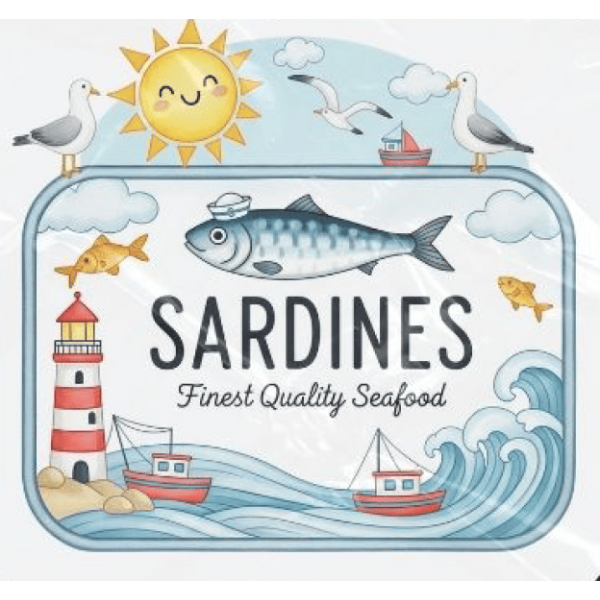 ESTAMPA FÁCIL - 9CM  X  9CM - LATA DE SARDINHAS