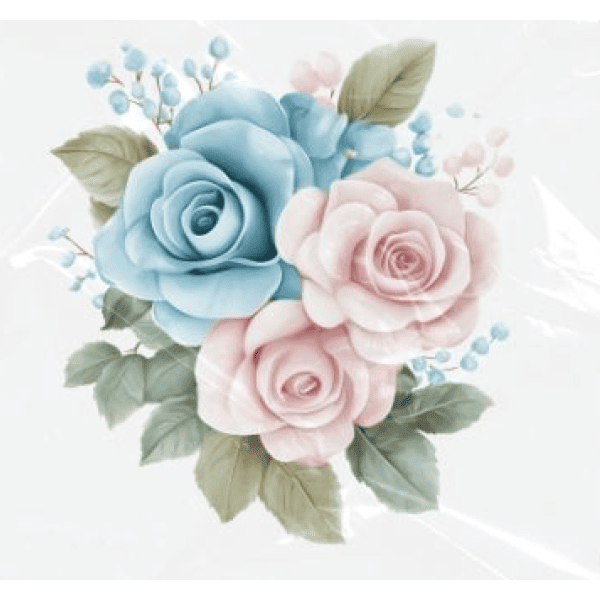 ESTAMPA FÁCIL - 9CM  X  9CM - ROSAS PASTEL