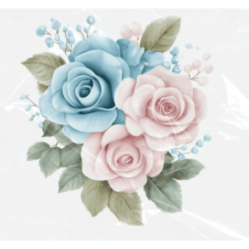 ESTAMPA FÁCIL - 9CM  X  9CM - ROSAS PASTEL