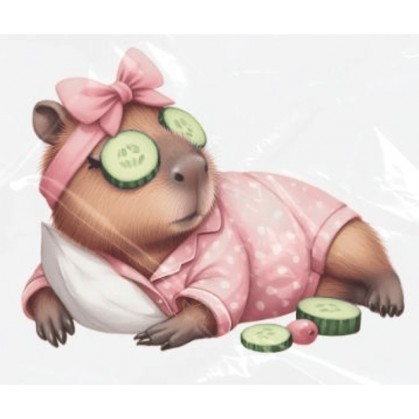 ESTAMPA FÁCIL - 9CM  X  9CM - CAPIVARA E PEPINOS