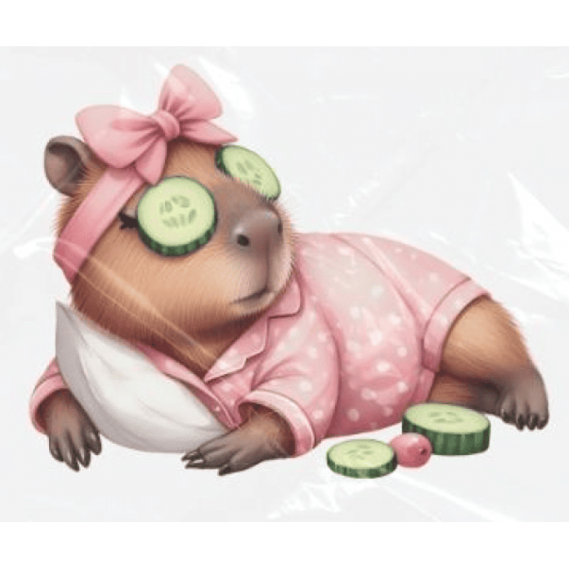 ESTAMPA FÁCIL - 9CM  X  9CM - CAPIVARA E PEPINOS