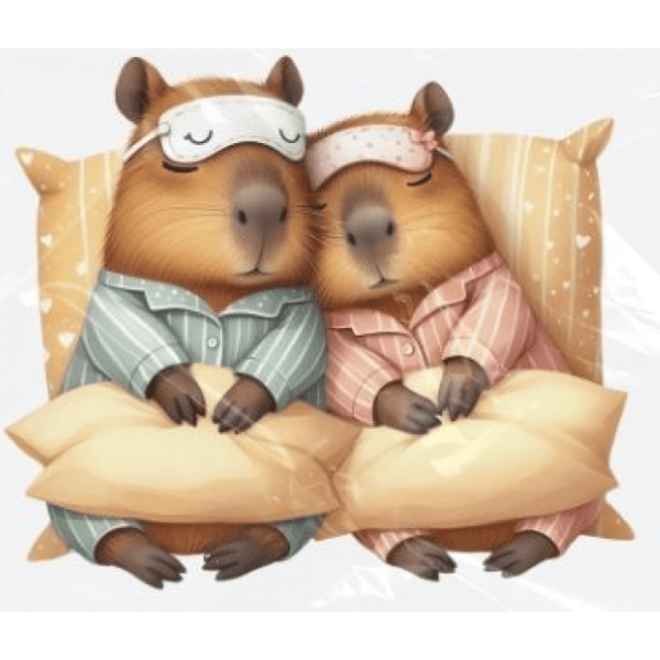 ESTAMPA FÁCIL - 9CM  X  9CM - CASAL DE CAPIVARAS