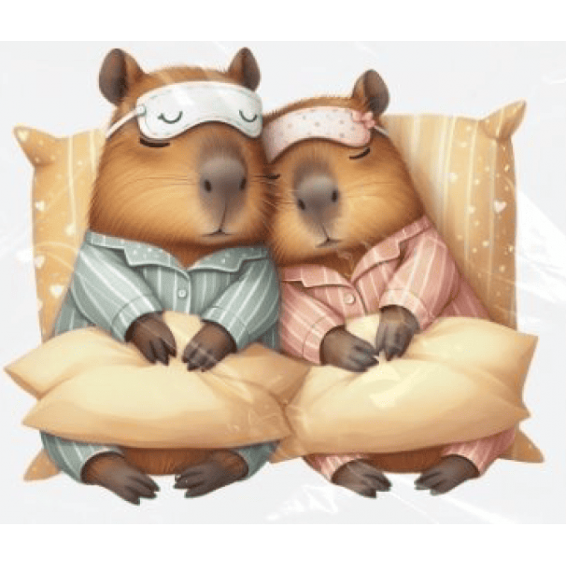 ESTAMPA FÁCIL - 9CM  X  9CM - CASAL DE CAPIVARAS