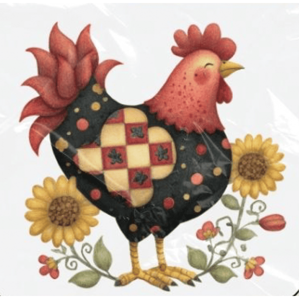 ESTAMPA FÁCIL - 9CM  X  9CM - GALINHA COUNTRY