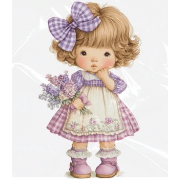 ESTAMPA FÁCIL - 9CM  X  9CM - MENINA VIOLETA