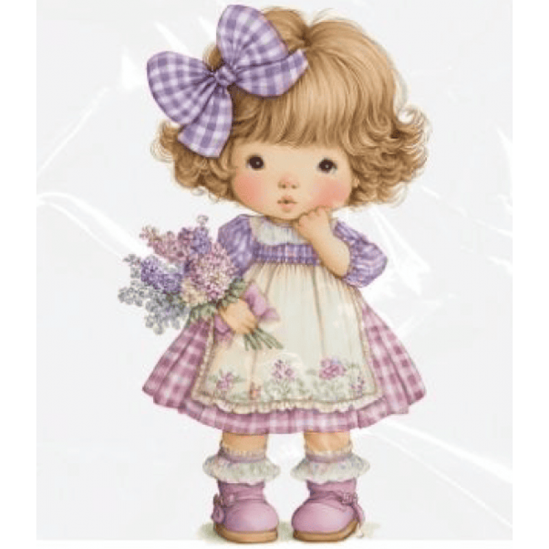 ESTAMPA FÁCIL - 9CM  X  9CM - MENINA VIOLETA