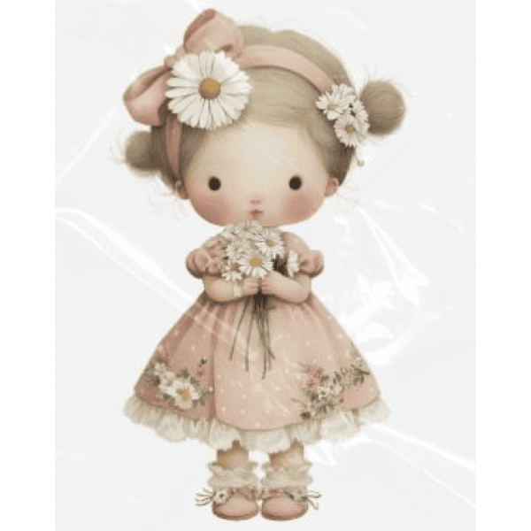 ESTAMPA FÁCIL - 9CM  X  9CM - MENINA DAISY