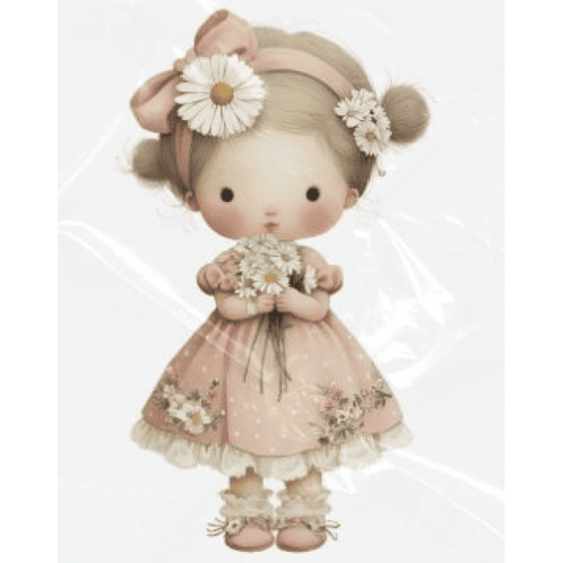 ESTAMPA FÁCIL - 9CM  X  9CM - MENINA DAISY