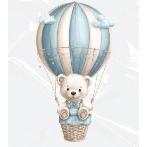 ESTAMPA FÁCIL - 9CM  X  9CM - URSINHO NO BALÃO
