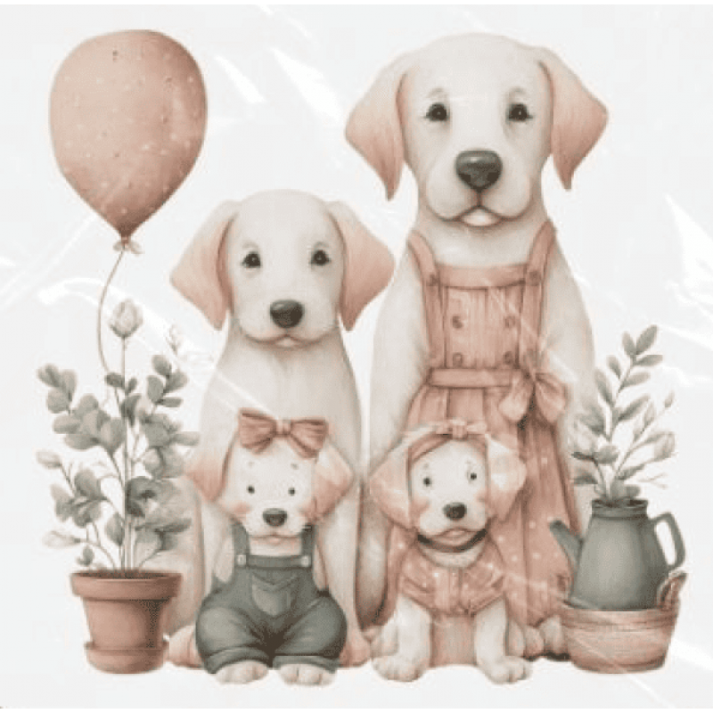 ESTAMPA FÁCIL - 9CM  X  9CM - FAMÍLIA DE CÃES