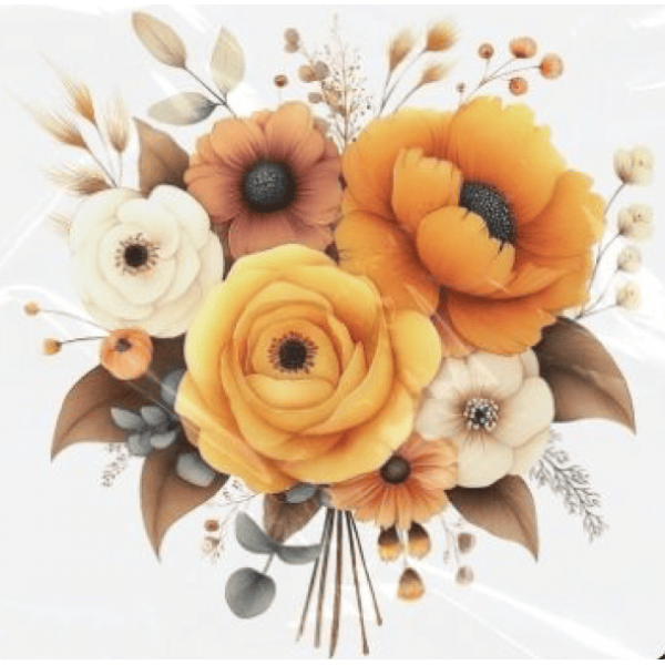 ESTAMPA FÁCIL - 9CM  X  9CM - BOUQUET AMARELO