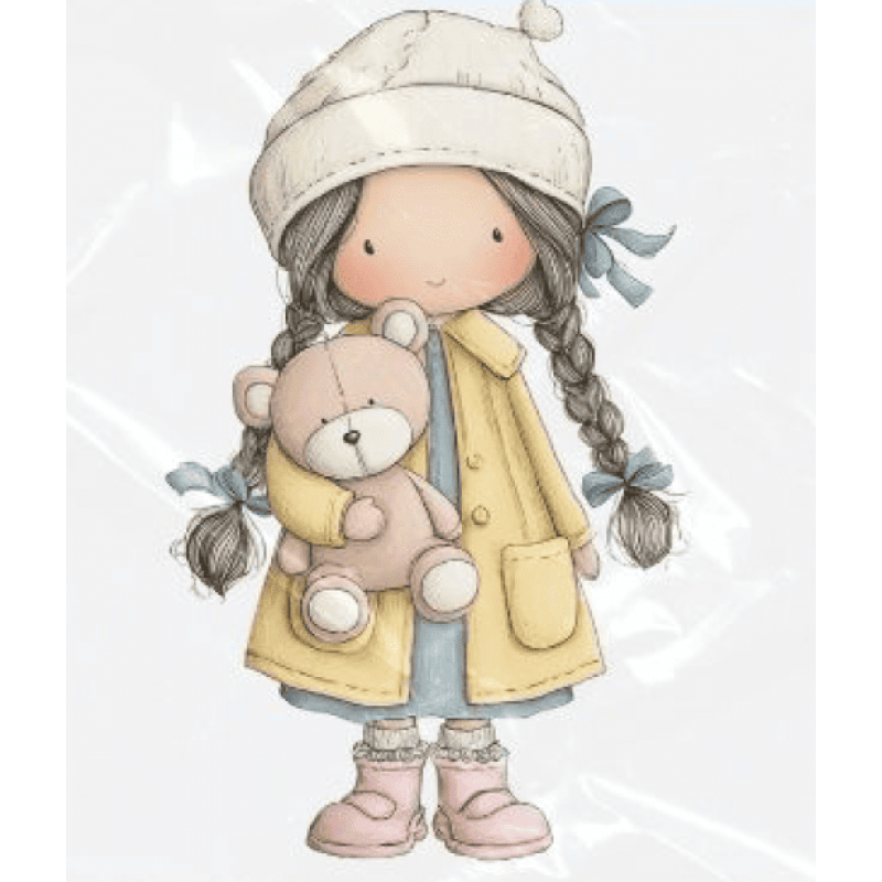 ESTAMPA FÁCIL - 9CM  X  9CM - MENINA AMARELA