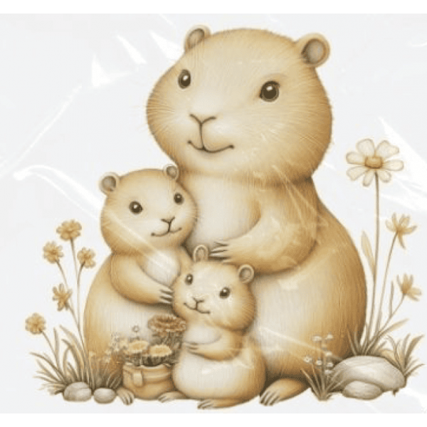 ESTAMPA FÁCIL - 9CM  X  9CM - FAMÍLIA CAPIVARA