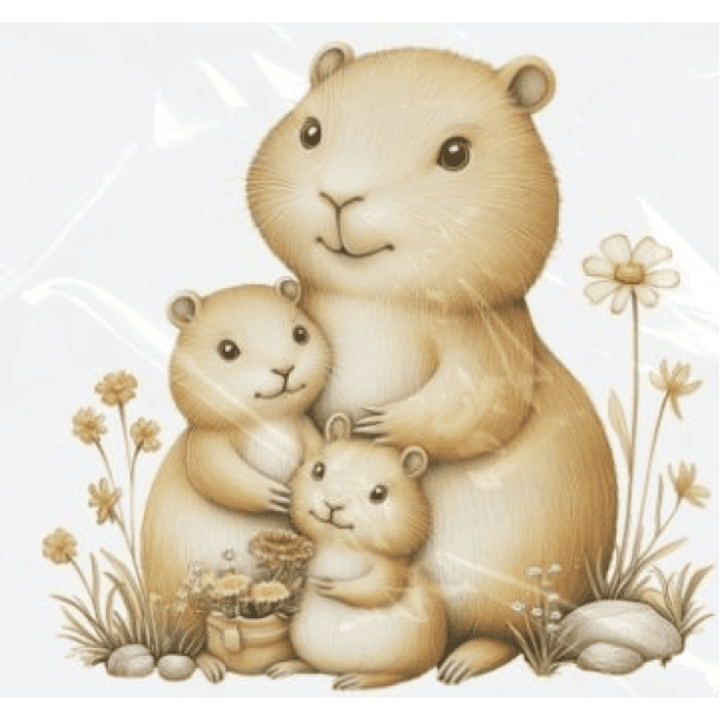 ESTAMPA FÁCIL - 9CM  X  9CM - FAMÍLIA CAPIVARA