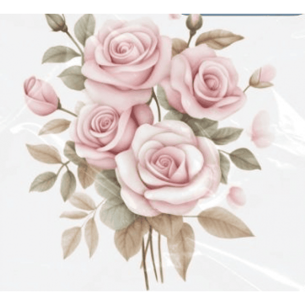 ESTAMPA FÁCIL - 9CM  X  9CM - BOUQUE DE ROSAS PASTEL