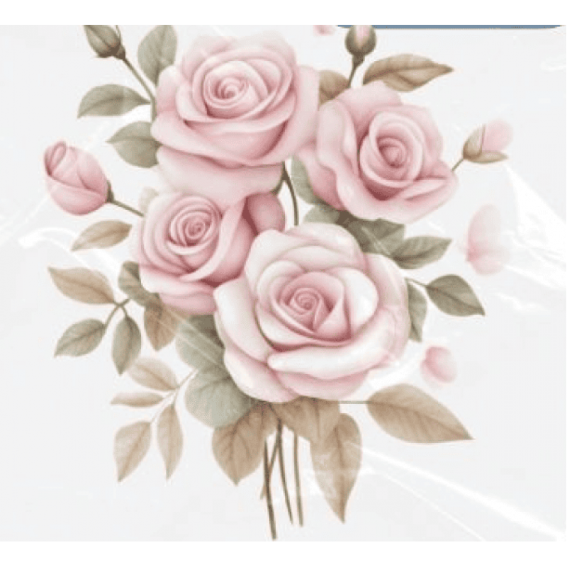 ESTAMPA FÁCIL - 9CM  X  9CM - BOUQUE DE ROSAS PASTEL