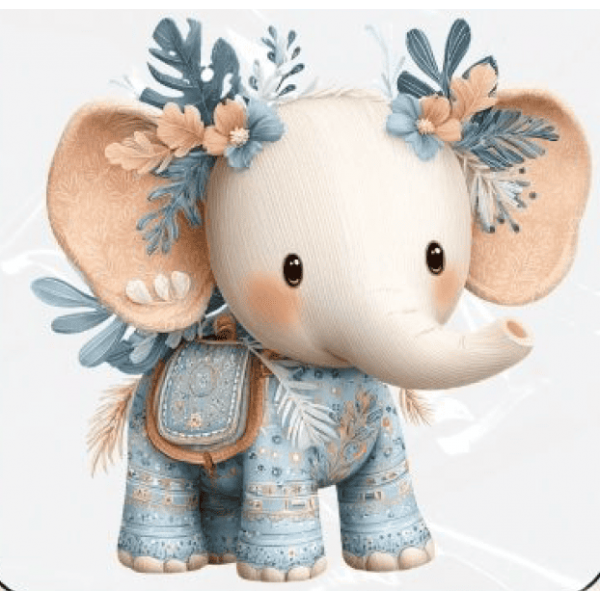 ESTAMPA FÁCIL - 9CM  X  9CM - ELEFANTE BOHO